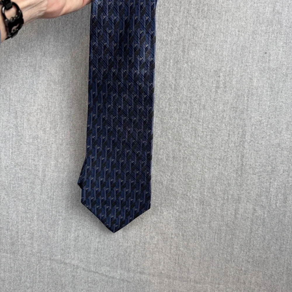 Vintage Milano Uomo Blue Abstract Print Men's Silk Tie Made In USA 90s